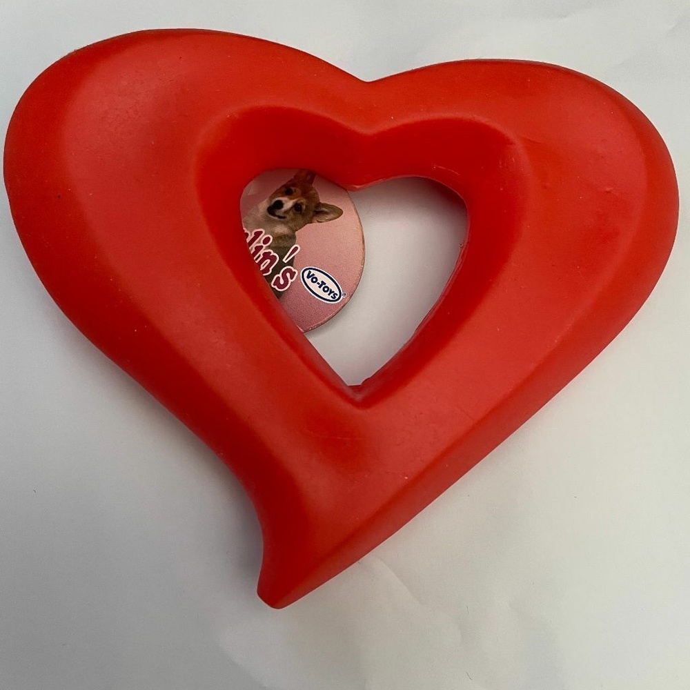 Vo-Toys Happy Valentine's Lil darlins Vinyl 5.75 inch Heart Red Dog Toy Pet Love